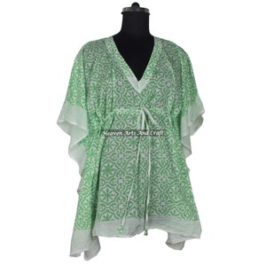 Vestido sencillo de seda para playa, estilo batik, caftán corto, ropa de mujer de alta calidad, caftán corto, vestido de dama, el mejor estampado a mano. - Product Image 5