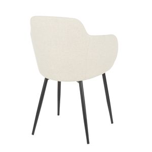 Chaise industrielle Boyne en métal noir et tissu crème, chaises de salle à manger élégantes - Product Image 3