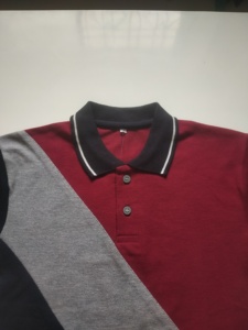 Polo de Hombre con Bloques de Color, Manga Corta, Diseño Geométrico Tejido, Estilo Casual, Patrón de Contraste Rojo, Negro y Gris - Product Image 6