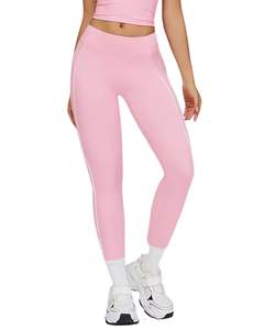 <b>Women</b> Light Pink White Contrast Sports Bra & High Waist <b>Leggings</b> Set Stretch Yoga Fitness Gym Workout Wear Custom OEM Wholesale - Product Image 2