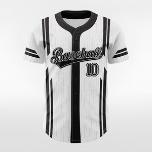 Camiseta de Béisbol Personalizada, Blanca con Rayas Negras, Manga Corta, Sublimada, Unisex, Transpirable, de Poliéster, para Todas las Temporadas, Corte Regular, con Botones - Product Image 1