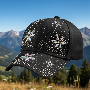 Shiny Rhinestone Bling England Style Baseball Cap Sparkle Ponycap Trucker <b>Hat</b> Breathable <b>Waterproof</b> Polyester Cotton Summer - Product Image 3