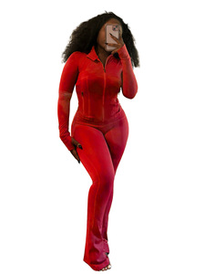 Women's Premium 2 Piece Winter Workout Set Long Sleeve Crop Top <b>Flare</b> <b>Leggings</b> Activewear Yoga Fitness Tracksuit - Product Image 4