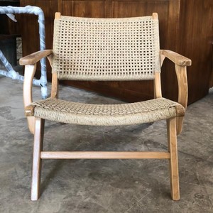 Sillón de Madera de Teca Ecológico Hecho a Mano en Indonesia, Asiento de Cuerda Tejida, Sillón Deslizante para Interiores y Exteriores, Diseño Moderno y Minimalista - Product Image 3