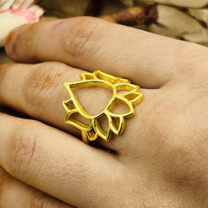 Market Favorite Brass Lotus <b>Ring</b> <b>Boho</b> Floral <b>Rings</b> Women Brass <b>Ring</b> Women 18k Gold Plated <b>Boho</b> Lotus Jewelry Wholesale/OEM/ODM - Product Image 1
