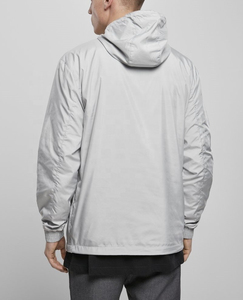 Chaqueta Cortavientos con Capucha para Hombre, Color Gris Claro, Media Cremallera, Informal, para Primavera, con Bolsillos y Exterior de Poliéster con Revestimiento de PU - Product Image 2