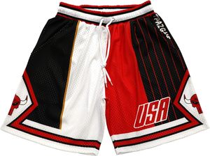 Men's Shorts <b>Colour</b> Blocked Mesh Elastic Waist Sporty Style Red Black White - Product Image 2