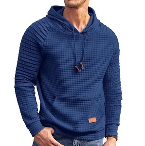 Sweat à capuche thermique en molleton gaufré tricoté en coton épais déchiré, qualité supérieure, coupe oversize, pour l'automne - Product Image 1