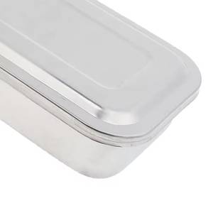 Conteneur de stockage alimentaire en acier inoxydable rectangulaire avec couvercle finition argentée - Product Image 4