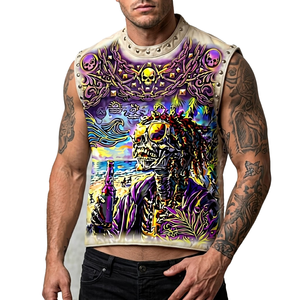 Camiseta sin mangas con estampado DTG de diamantes de imitación personalizados, 100% algodón, tela suave, estilo vintage moderno, para un uso cómodo unisex. - Product Image 5