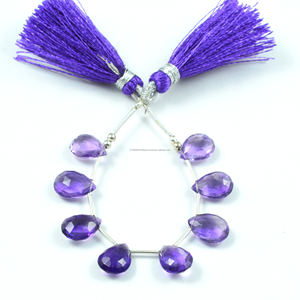 Améthyste naturelle de qualité supérieure à facettes en forme de poire perles de pierres précieuses utilisation de brin pour la fabrication de bracelet de bijoux d'article doué de festival - Product Image 1