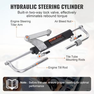 Kit di Sterzo Idraulico Fuoribordo 90HP per Imbarcazioni Marine, Pompa Timone, Cilindro Bloccabile a Due Vie, Sistema da 24 Piedi - Product Image 5