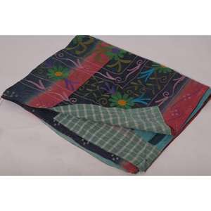 Kantha Suzani <b>Quilt</b> Handmade Vintage Cotton Floral Embroidered Eco-Friendly Washable Boho Indian Bedspread <b>Throw</b> Blanket - Product Image 5