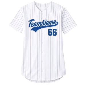 Camiseta de béisbol personalizada para hombre, manga corta, cuello en V, nombre del equipo 66, ropa de poliéster con rayas blancas serigrafiadas - Product Image 4