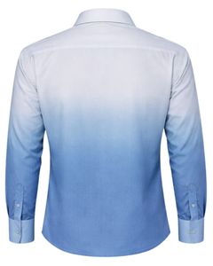 Camisa Formal para Hombre en Degradado Azul Cielo, Algodón Premium, Manga Larga, Cierre de Botones, Estilo Casual Elegante, Fabricante OEM Personalizado, Suministro al por Mayor - Product Image 2
