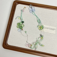 Chaîne de clavicule en cristal de jardin féerique, bijoux perlés faits à la main pour le printemps et l'été