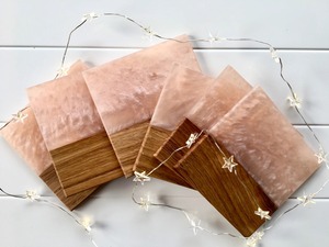 High Quality Modern Design Cedar Acacia Wood Resin Coasters Set <b>Epoxy</b> Tea <b>Coffee</b> Cups Drink Coasters with <b>Table</b> Holder for Home - Product Image 6