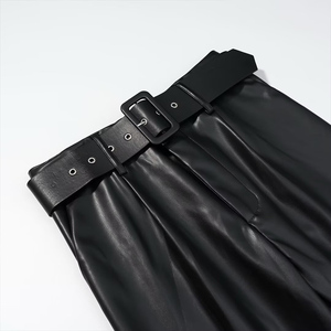 <b>Men's</b> <b>Leather</b> Mid Waist Lightweight Straight <b>Pants</b> Breathable Zipper Fly Logo Waist Light Wash Casual Winter Jeans - Product Image 3
