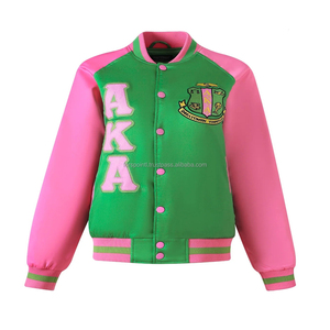 Women <b>pink</b> green Aka greek Sorority satin bomber varsity <b>jacket</b> Custom Greek Clothing men and Women Embroidered AKA <b>Jackets</b> - Product Image 3