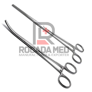 Pinzas hemostáticas Rochester Pean de 12 pulgadas, rectas y curvas, 2 unidades, tres posiciones de bloqueo, acero inoxidable - Product Image 1