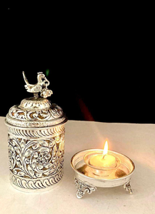 New Arrival Akhand Diya Metal Handmade Exquisite Luxury Decorative <b>Lamp</b> Set with Bird Finial Design - Product Image 5