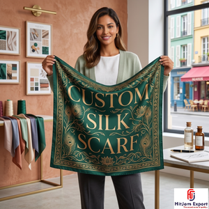 Foulard carré de luxe imprimé sur mesure effet soie, châle, fabricant de tissus textiles OEM ODM, fournisseur exportateur Europe - Product Image 3