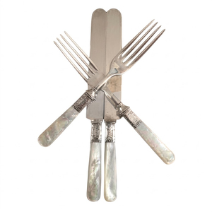Classic Mother of Pearl Cutlery Set Stainless Steel Elegant Pearl Handle <b>Dessert</b> Knife and <b>Fork</b> Vintage Silverware Flatware Set - Product Image 3