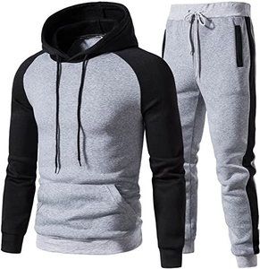 Conjunto de Sudadera con Capucha y Pantalones Deportivos de Forro Polar Transpirable y Resistente al Viento, Estilo Urbano, Dos Tonos, con Bolsillo Canguro, para Hombre, para Invierno y Gimnasio - Product Image 4