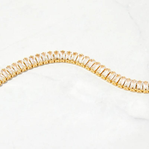 สร้อยข้อมือเทนนิสทองคำแท้ 14K 2.5 กะรัต ทรงบาแกตต์ ประดับเพชรแล็บโกรว์ สร้อยข้อมือเจ้าสาวแบบเรียบหรู ของขวัญเครื่องประดับ - Product Image 5
