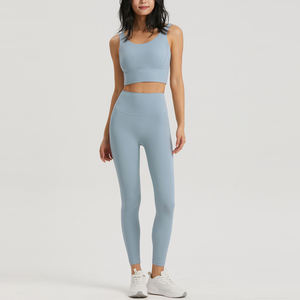 สินค้ามาใหม่ คุณภาพสูง ชุดเลกกิ้ง 2 ชิ้น ผ้าระบายอากาศ ลายสก็อต เอวกลาง ไซส์พลัส สำหรับผู้หญิง ชุดโยคะ สปอร์ตบรา เอวยางยืด - Product Image 5