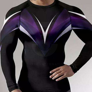 <b>Compression</b> Fit Gym <b>Men</b> Rash Guard <b>for</b> Bjj Grappling Training High Elasticity Moisture Wicking Full Sleeve Spandex/Polyester - Product Image 6