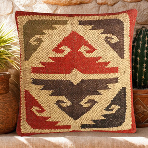 Ensemble de coussins carrés en coton de luxe, motif géométrique, multicolores, écologiques, décoration intérieure, fabrication indienne - Product Image 2