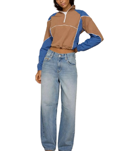 Custom <b>Womens</b> Paneled <b>Windbreaker</b> Jacket Stand Collar Cropped Fashion Private Label Wholesale Casual Jacket - Product Image 4