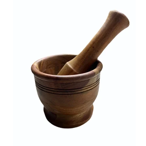 Mortero y Pilón de Madera Maciza Hechos a Mano, Ecológicos y Naturales, para Hierbas y Especias, Molinillo Manual de Cocina, Serie 161 - Product Image 4
