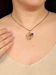 จี้รูปดาวเคราะห์ระบบสุริยะ สร้อยคอทังสเตนประดับอัญมณีหลากหลายดวง พระอาทิตย์ พระจันทร์ ดวงดาว งานแฮนด์เมดสุดหรู สำหรับงานแต่งงาน โหราศาสตร์ - Product Image 4