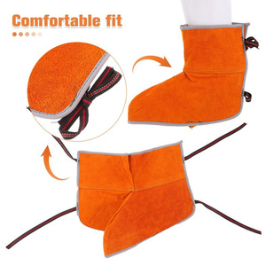 En gros, Couvre-chaussures de soudeur en cuir croûte de vachette, résistantes à la chaleur et aux flammes - Product Image 3