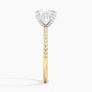 Anillo de compromiso de diamante solitario pavé con halo oculto - Product Image 2