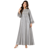 Abaya longue pour femme avec manches longues, broderie personnalisée, col rond, tenue modeste pour femme musulmane, ensemble abaya pour tous les jours, toutes saisons