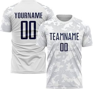 Conjunto de Camiseta de Fútbol Sublimada Personalizada, Blanca, con Nombre y Número del Equipo, Transpirable, de Poliéster, Manga Corta, Cuello Redondo, Uniforme Unisex para Adultos - Product Image 3