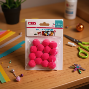 Pallina di ponpon Ilan da 2,5 cm rosa per decorazioni artigianali e progetti fai da te - Product Image 2