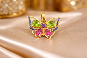 Pendentif papillon saphir en argent sterling, accent rubis - Collier pendentif pierre de naissance de septembre pour femme - Product Image 6