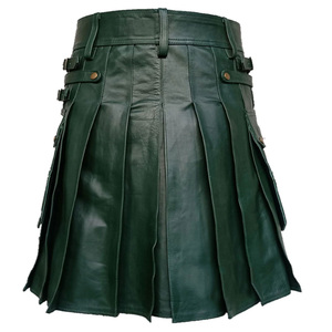 Men's Green <b>Leather</b> Kilt with Sporran Bag Traditional Scottish Highland Wears 2026 - Product Image 4