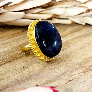 Latest Style Boho Gemstone <b>Ring</b> Vintage Brass <b>Rings</b> Women 18k Gold Plated Ethnic Oval Beaded Tribal <b>Statement</b> Wholesale/OEM/ODM - Product Image 6