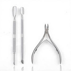 Juego de 3 Piezas de Cortaúñas Profesional de Acero Inoxidable de Doble Cara, Removedor de Callos, Cuchara, Empujador de Cutículas, Pinza para Manicura - Product Image 1