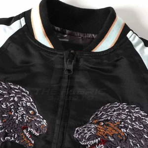 Chaqueta Sukajan Bordada de Estilo Clásico con Tela Satinada, Cuello Alto, Logotipo Frontal, Ropa de Abrigo Informal de Moda Urbana para Invierno - Product Image 4