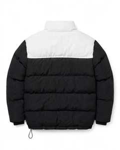 Veste matelassée imperméable à capuche, color block noir et blanc, fermeture éclair intégrale, hiver, unisexe, décontractée, polyester/nylon - Product Image 4