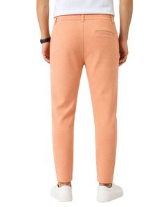 Men Light Peach Slim Fit Casual Jogger Pants Elastic Waist <b>Drawstring</b> <b>Trousers</b> Soft Fabric Comfortable Daily Wear Stylish Look - Product Image 2