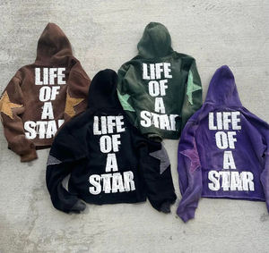 Nouveauté 2026 – Sweat-shirts et pantalons de survêtement unisexes surdimensionnés en molleton 100 % coton, brodés et déchirés, pour l'hiver – Vente en gros - Product Image 3