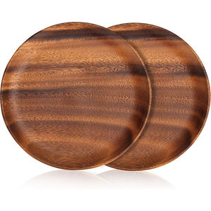 Handmade Premium Wooden Charger <b>Plate</b> with Stand Classic Design Featuring Rustic Mango Wood Grain and Emerald Decorations - Product Image 1