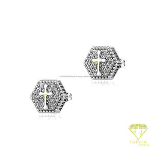 Pendientes de Plata de Ley 925 con Moissanita y Diamantes, Diseño Geométrico de Piedra, Joyería de Lujo para Minoristas - Product Image 3